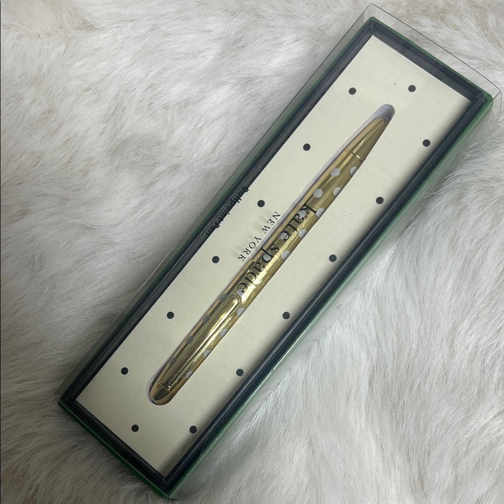 Kate Spade Gold and White Polka Dot Pen - Picture 3 of 3